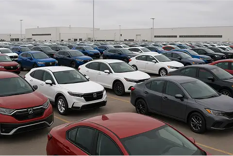 Many vehicles in a lot